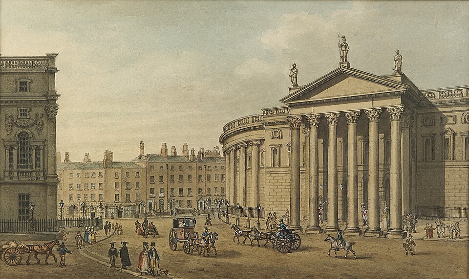 College Green, Dublin 1800, featuring the Irish Parliament House