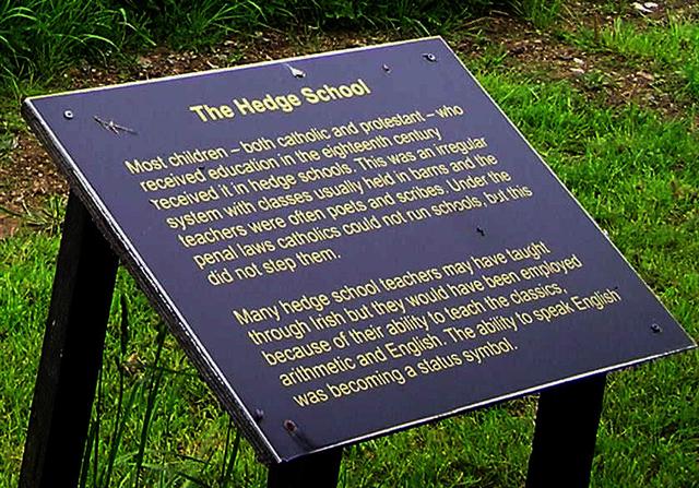 Historical plaque about the Hedge School