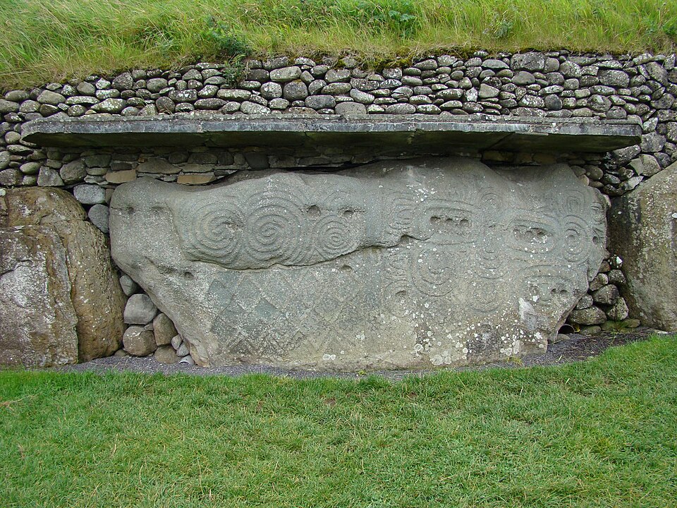 The entrance to Newgrange, a large Passage Tomb in County Meath, Ireland.