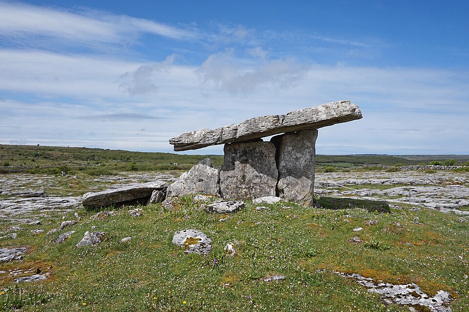 The Poulnabrone portal tomb in the Burren, County Clare, Ireland.
