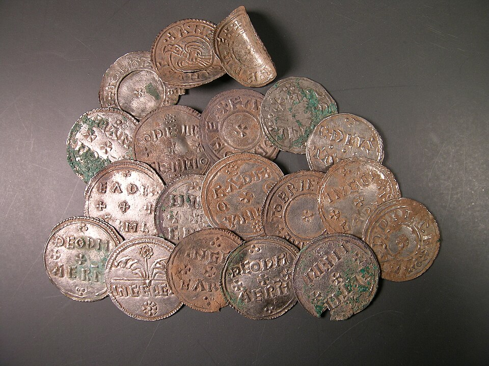 A view of Viking-Age silver coins.
